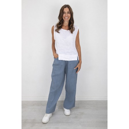 Amazing Woman Orla Long Denim Linen Trouser - Blue