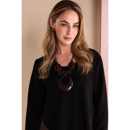 Naya Naya Brown Bar Stripe Disc Necklace - Black