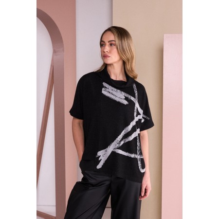 Naya Naya Brush Stroke Print Square Top - Black
