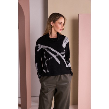 Naya Naya Black Brush Stroke Print Long Sleeve Top - Black