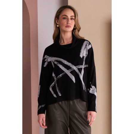 Naya Naya Black Brush Stroke Print Long Sleeve Top - Black