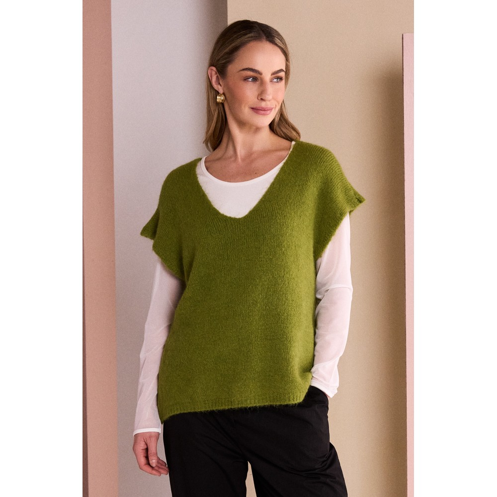 Naya Naya Extended Shoulder Soft Knit  Avocado
