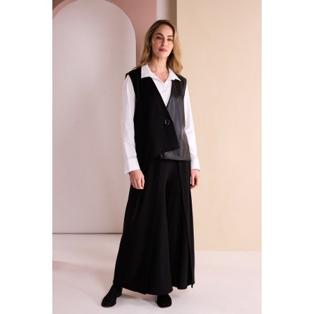 Naya Naya Black Leatherette Detail Waistcoat - Black