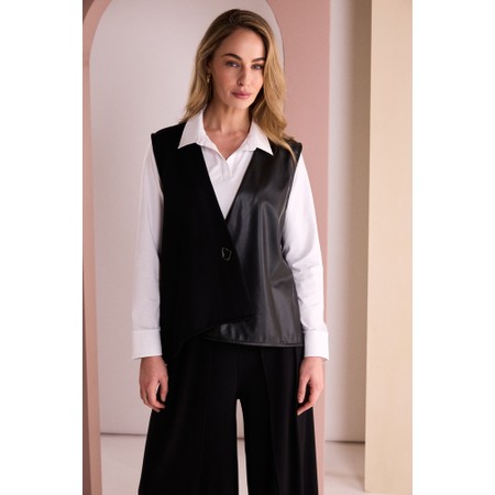 Naya Naya Black Leatherette Detail Waistcoat - Black