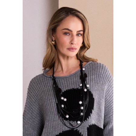 Naya Naya Metalic Bead String Necklace - Black