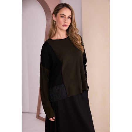 Naya Naya Contrast Panel Knit Top - Green