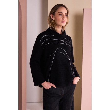 Naya Naya Fuzzy Print Knit Top - Black