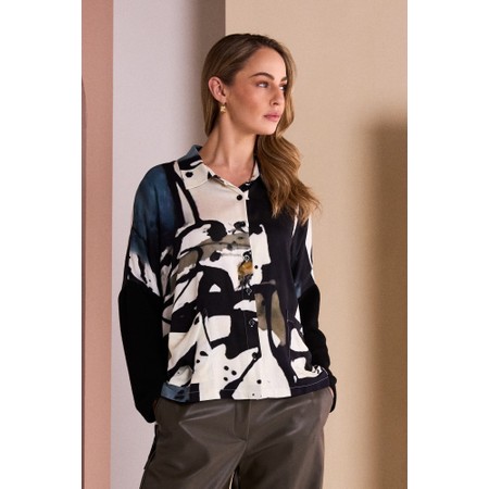 Naya Naya Print Contrast Shirt - Black