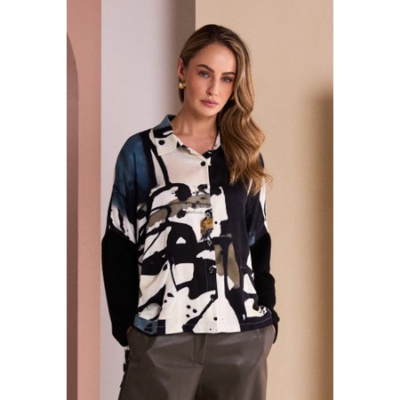 Naya Naya Print Contrast Shirt - Black