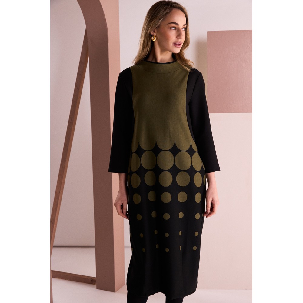 Naya Naya Avocado Spot Border Print Dress Black / Avocado