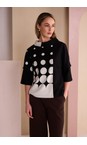 Naya Black / Stone Naya Spot Border Print Top  