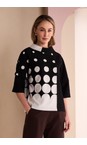 Naya Black / Stone Naya Spot Border Print Top  