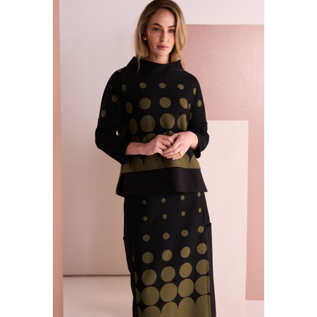 Naya Naya Avocado Spot Border Print Top - Black