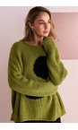 Naya Avocado / Black Naya Avocado Spotted Oversized Knit  