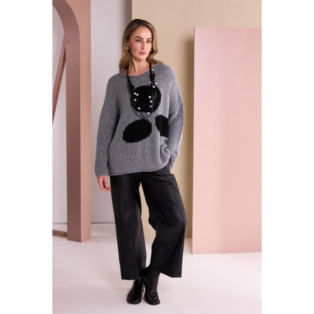 Naya Naya Grey Spotted Oversized Knit - Black