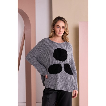 Naya Naya Grey Spotted Oversized Knit - Black