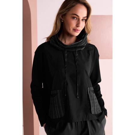 Naya Naya Stripe Print Drawstring Top - Black