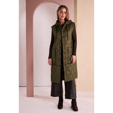 Naya Naya Thyme Long Quilted Gilet - Green