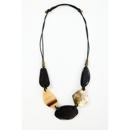Naya Naya Shell Trim Stripe Necklace - Beige