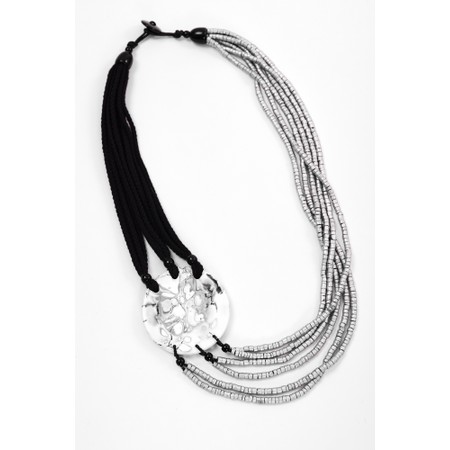 Naya Naya Mottled Disc Two Tone Necklace - Black