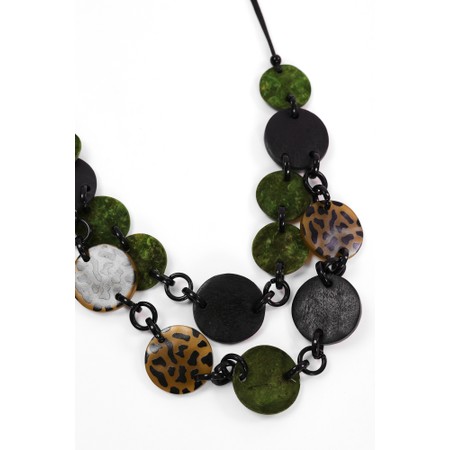 Naya Naya Avocado Mottled Disc Two Tone Necklace - Black