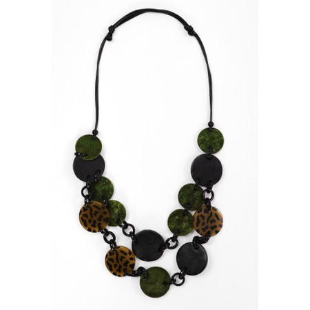 Naya Naya Avocado Mottled Disc Two Tone Necklace - Black