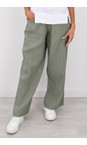 Orla Khaki Long Linen Trouser