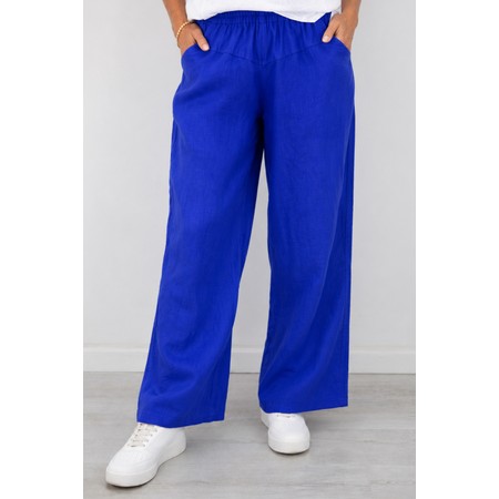 Amazing Woman Orla Long Royal Blue Linen Trouser - Blue