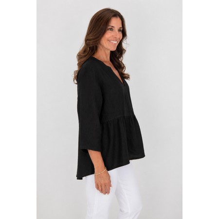 Amazing Woman Elodie Black Linen Peplum Top - Black