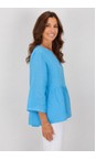 Amazing Woman Blue Elodie Blue Linen Peplum Top  