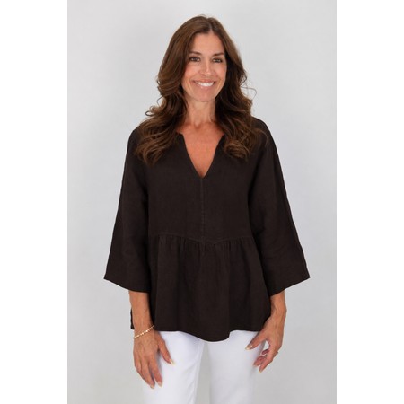 Amazing Woman Elodie Choko Linen Peplum Top - Multicoloured