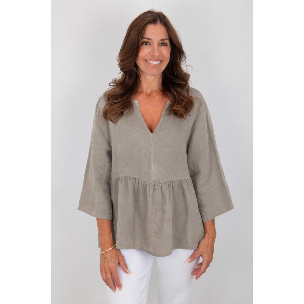 Amazing Woman Elodie Fango Linen Peplum Top Fango
