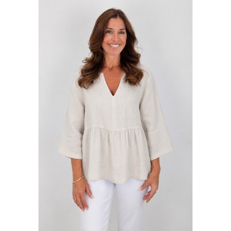Amazing Woman Elodie Natural Linen Peplum Top - Beige