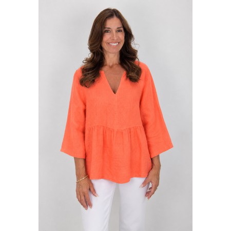 Amazing Woman Elodie Papaya Linen Peplum Top - Orange