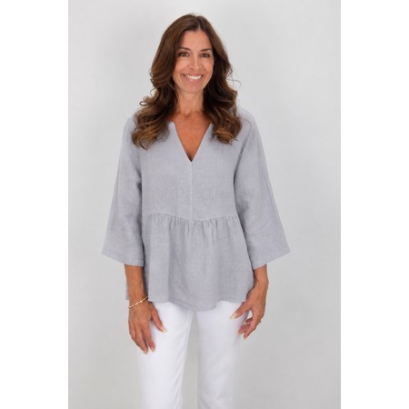 Amazing Woman Elodie Pearl Linen Peplum Top - Off-White