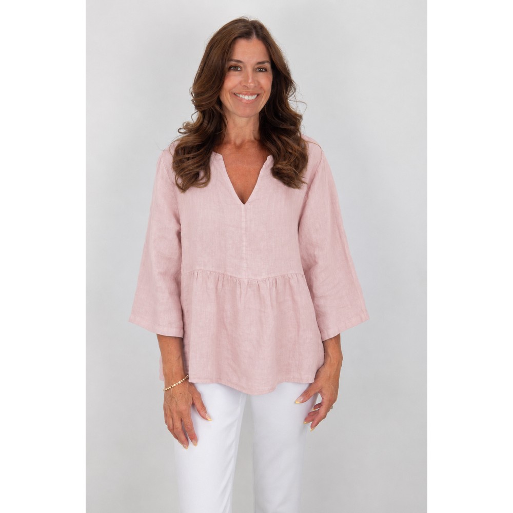 Amazing Woman Elodie Rose Linen Peplum Top Rose