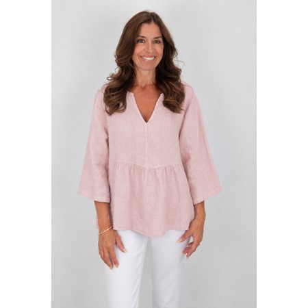Amazing Woman Elodie Rose Linen Peplum Top - Pink