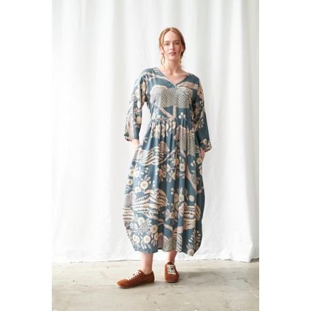 One Hundred Stars Tulip Dress Rosa Blue Print - Blue