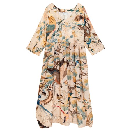 One Hundred Stars Tulip Dress Hummingbird Nude Print - Pink