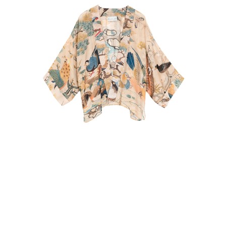 One Hundred Stars Hummingbird Nude Short Kimono - Pink