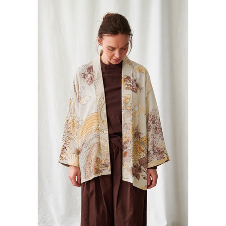 One Hundred Stars Phoenix Grey Short Kimono - Grey