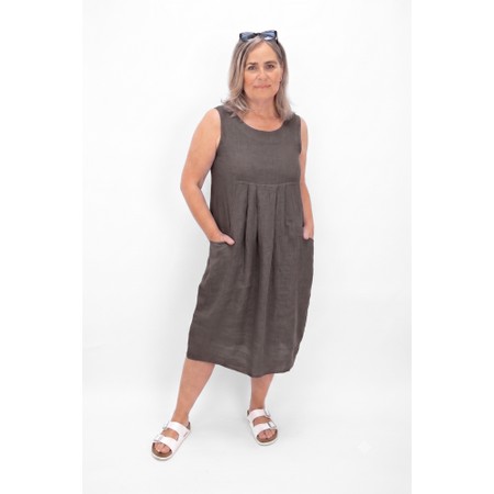 Amazing Woman Nerida Scoop Neck Linen Dress - Beige