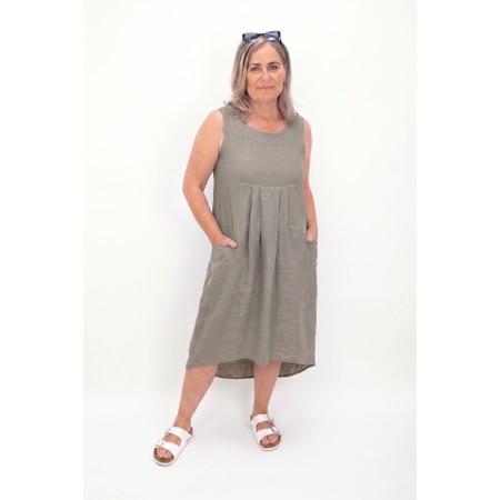 Amazing Woman Nerida Fango Scoop Neck Linen Dress - Brown
