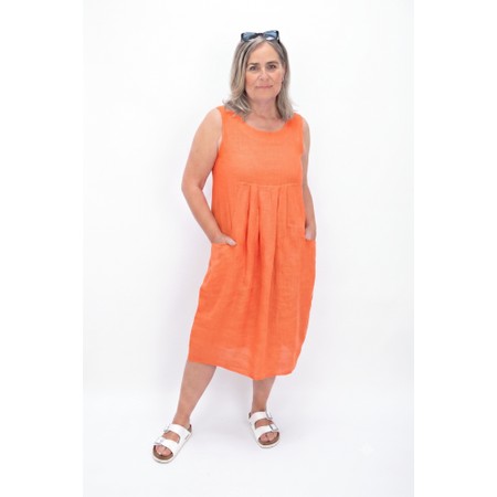 Amazing Woman Nerida Papaya Scoop Neck Linen Dress - Orange