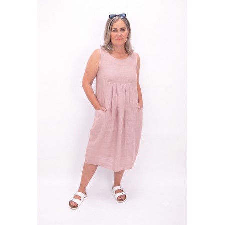 Amazing Woman Nerida Rose Pink Scoop Neck Linen Dress - Pink