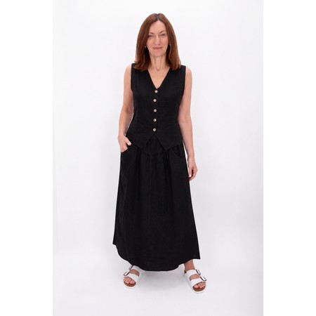 Amazing Woman Kitty Black Linen Waistcoat - Black