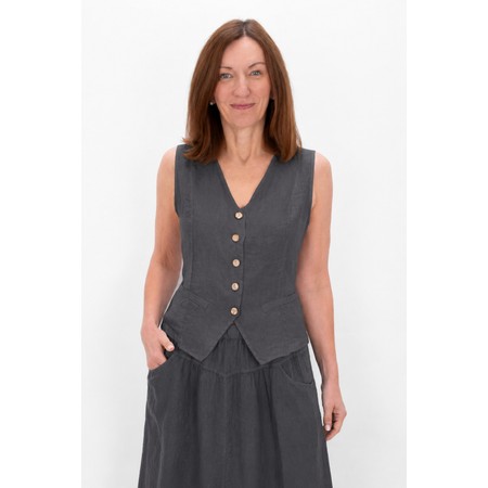 Amazing Woman Kitty Charcoal Linen Waistcoat - Black