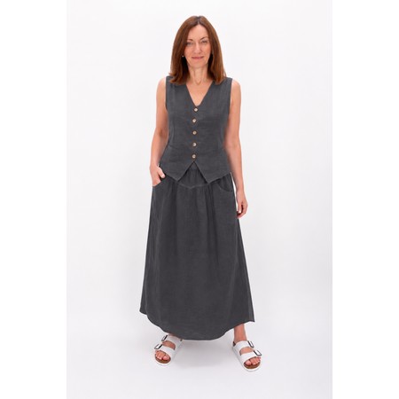 Amazing Woman Kitty Charcoal Linen Waistcoat - Black