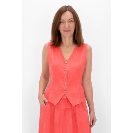 Amazing Woman Kitty Coral Linen Waistcoat - Orange
