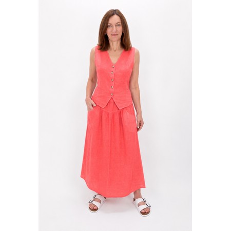 Amazing Woman Kitty Coral Linen Waistcoat - Orange